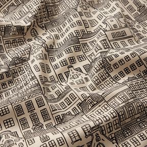 Decor Fabric Half Panama townhouses – natural/black, 