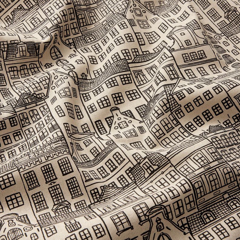 Decor Fabric Half Panama townhouses – natural/black,  image number 2