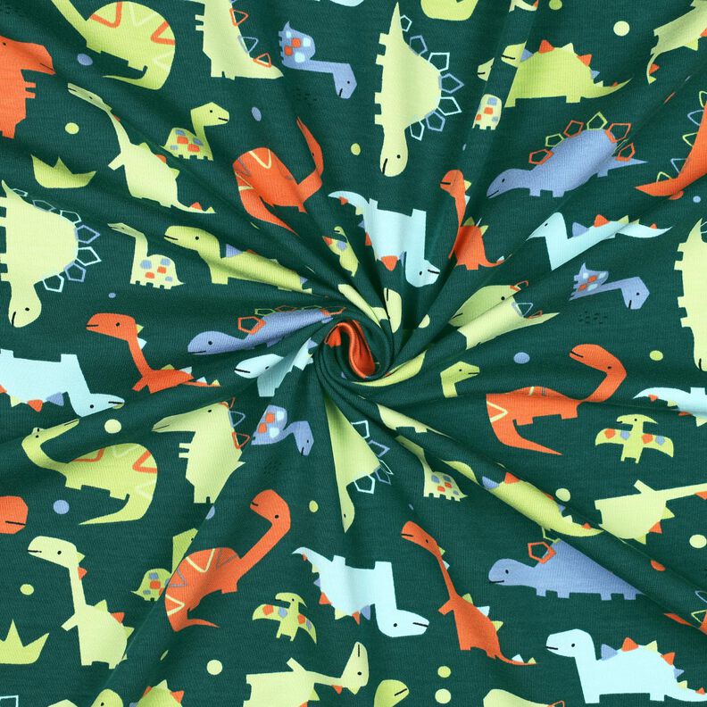 French Terry Dinosaurs | Poppy Fabrics – blue spruce/light green,  image number 3