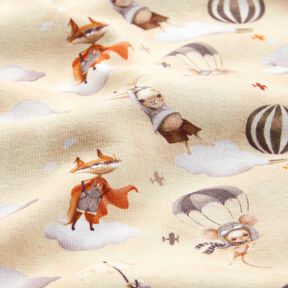 Alpine Fleece flying animals Digital Print – light beige, 