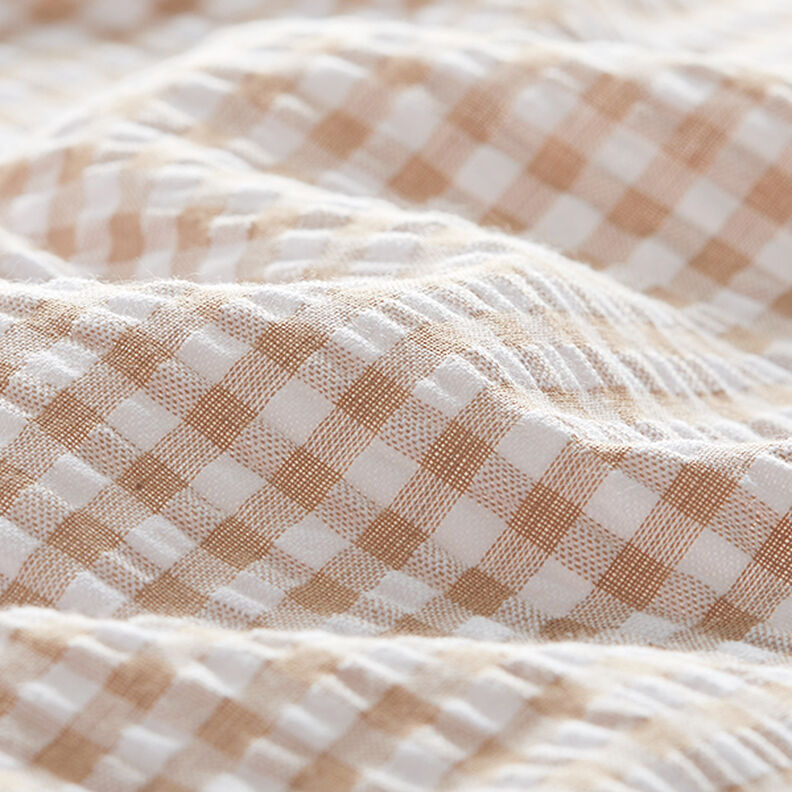 Seersucker Gingham Cotton Blend – beige,  image number 2