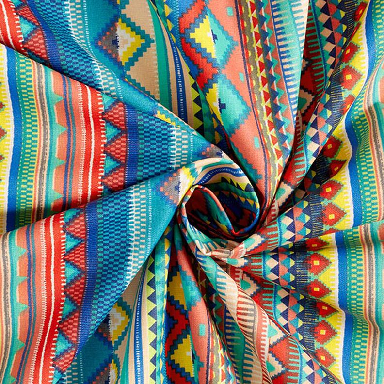 Coated Cotton ethnic stripes – blue/orange,  image number 4