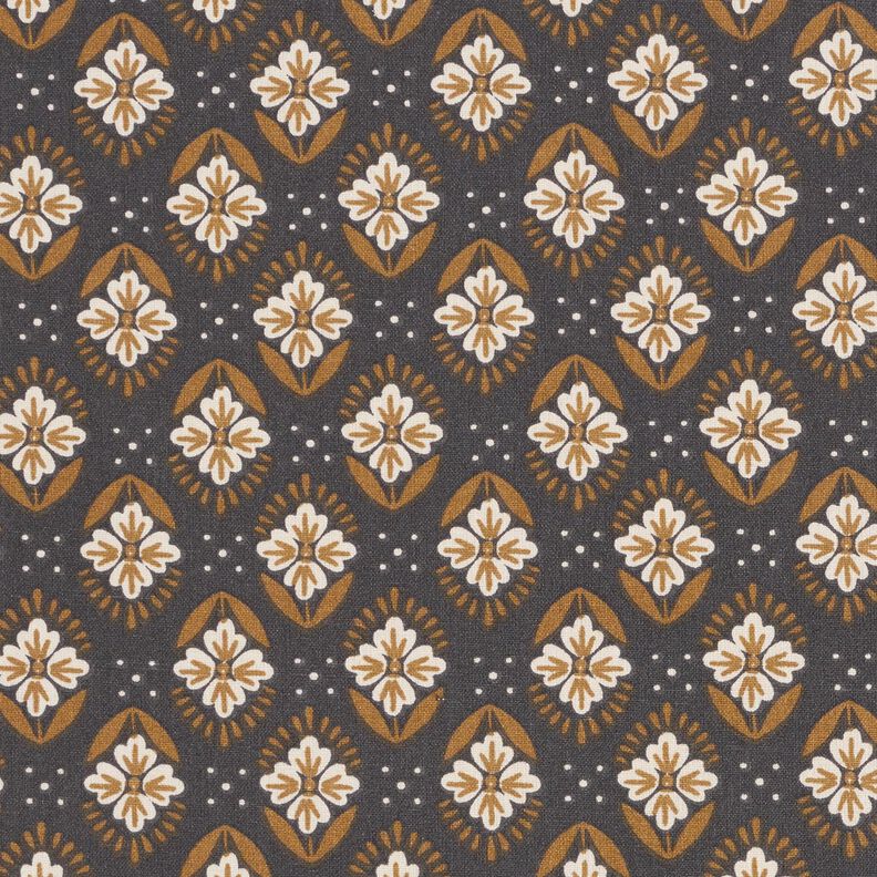 Cotton Cretonne flowery tiles – granite,  image number 1