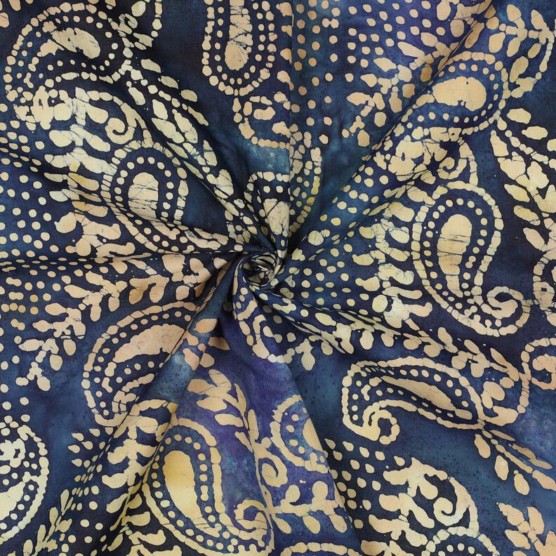 Fine Cotton Batiste Paisley batik – ocean blue/sand,  image number 3