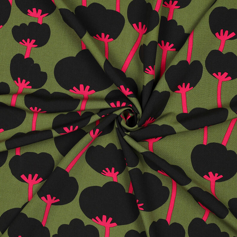 LENZING™ ECOVERO™ viscose fabric  Poppies | Nerida Hansen – olive/black,  image number 3