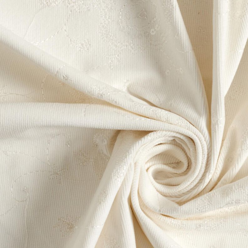 Fine cord embroidery and sequin flowers – offwhite,  image number 3