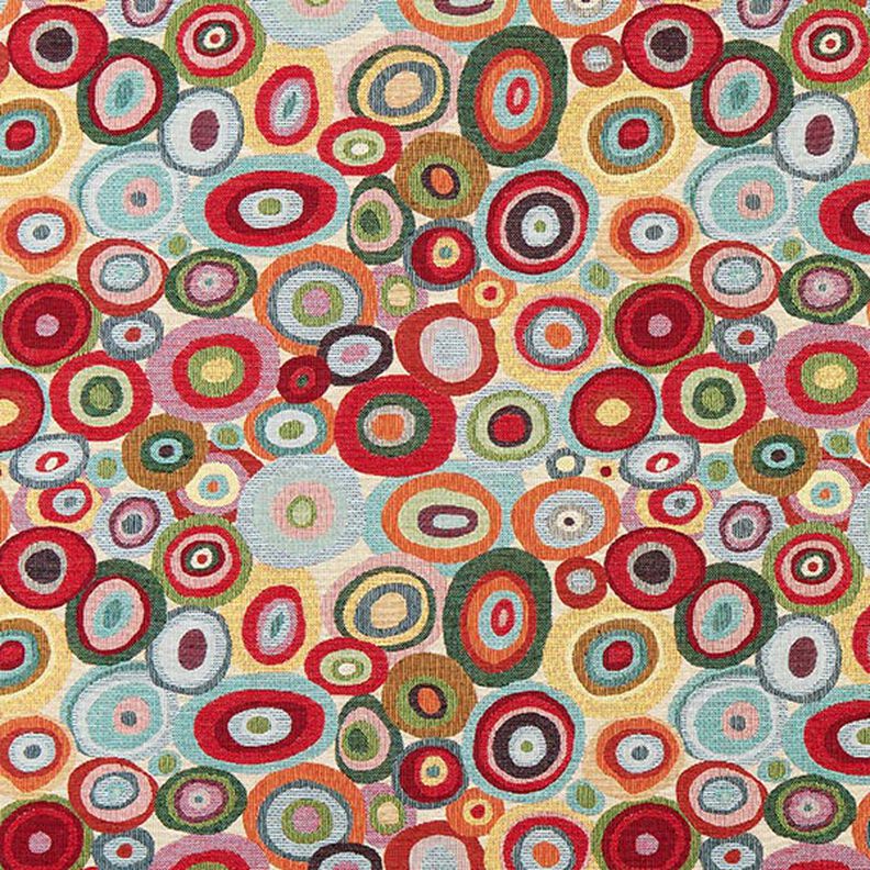 Decor Fabric Tapestry Fabric Colourful Circles – light beige/carmine,  image number 1