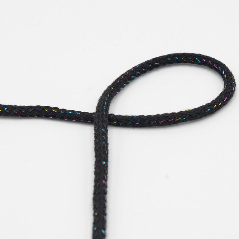 Cotton cord Lurex [Ø 5 mm] – black,  image number 1