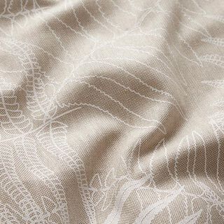 Decor Fabric Half Panama filigree fern fronds – natural/white, 