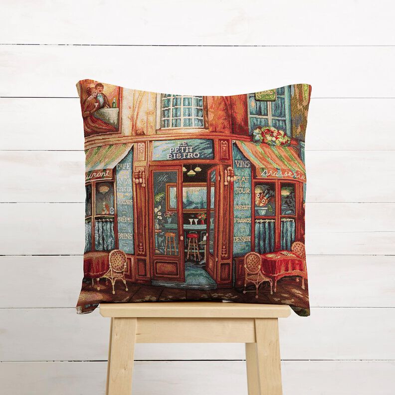 Decorative Panel Tapestry Fabric French bistro – blue/terracotta, image number 6