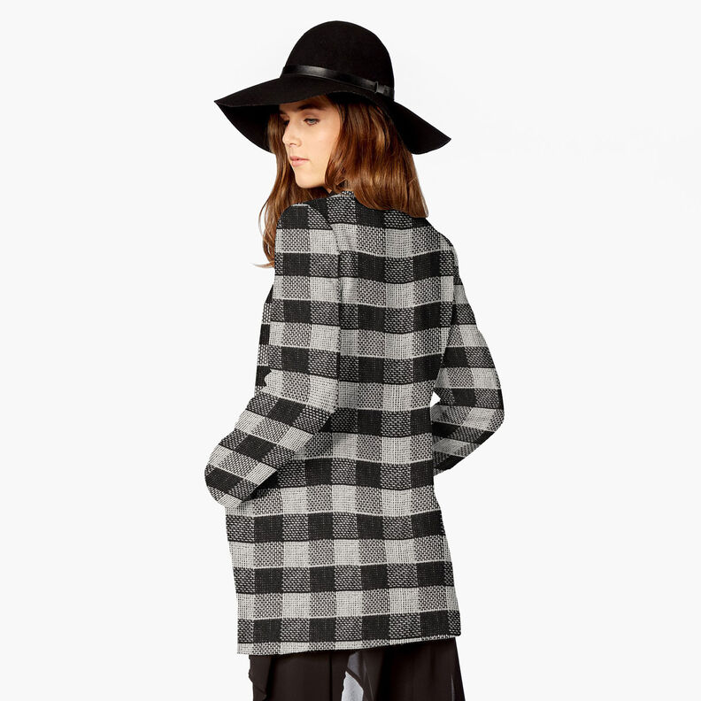Coat fabric double weave check – black/white, image number 7