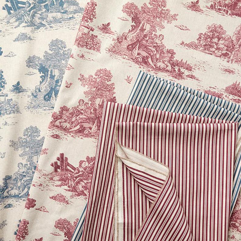 Decor Fabric Half Panama Fine Stripes – denim blue/natural,  image number 5