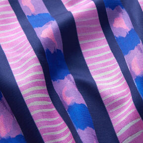 Striped cotton satin | Nerida Hansen – navy blue/pink | Remnant 70cm, 