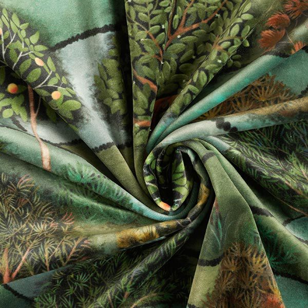 Decor Fabric Velvet Landscape – dark green/petrol,  image number 3