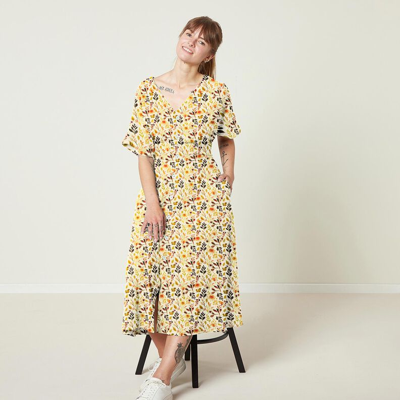 Viscose Linen Blend Autumn leaves – light beige/orange,  image number 5