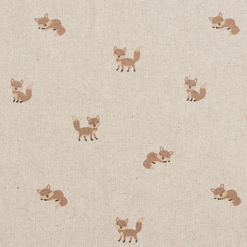 Decor Fabric Half Panama little foxes – natural/caramel,  image number 1