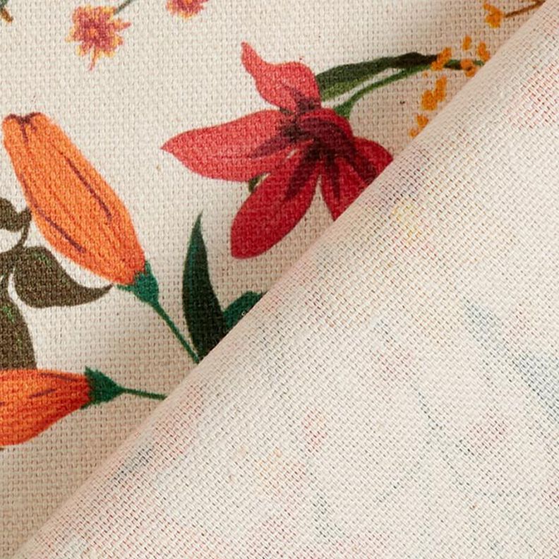 Decorative fabric, half Panama, floral – apricot/natural, image number 4