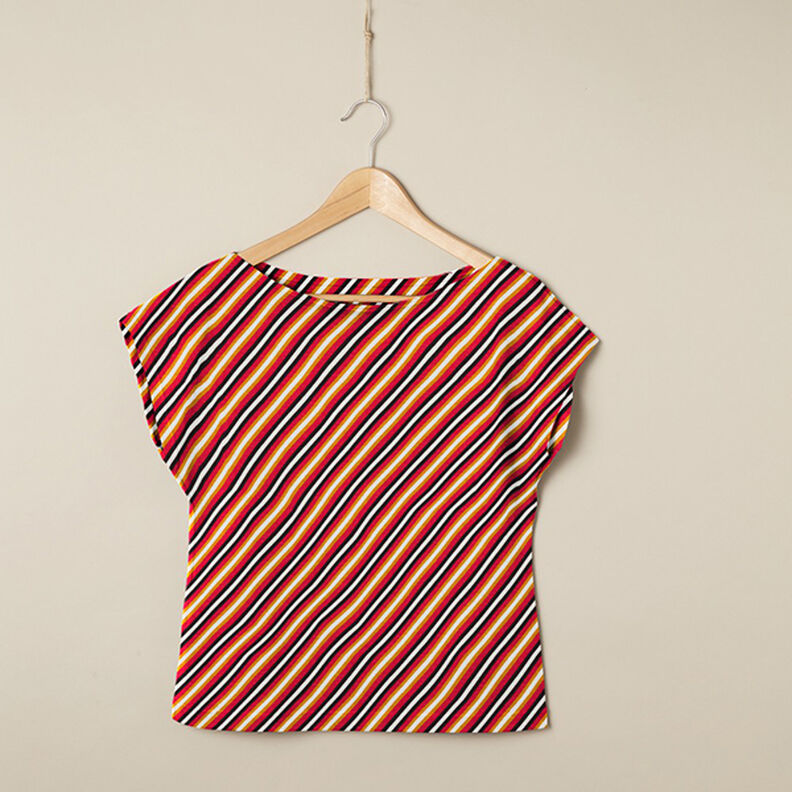 Diagonal Stripes Viscose Jersey – white,  image number 5
