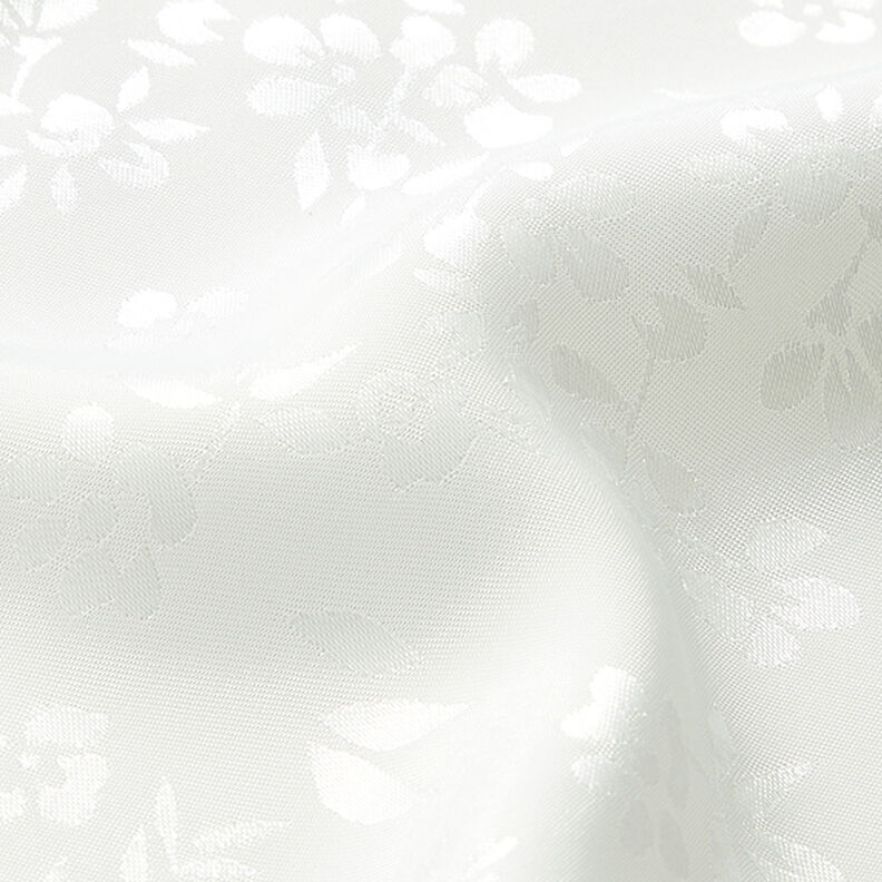 floral satin lining fabric – white,  image number 2