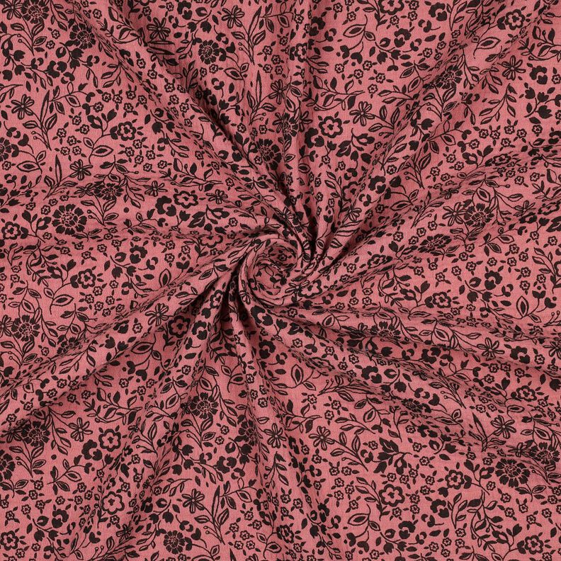 Double Gauze/Muslin two-tone flowers  | Poppy Fabrics – dark dusky pink/black,  image number 3