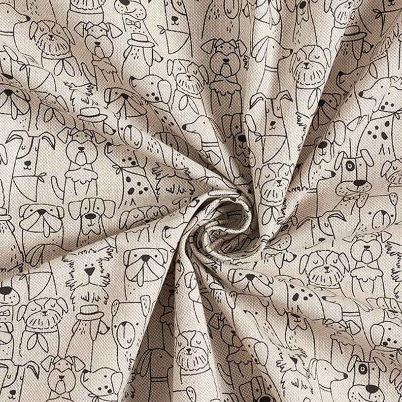 Decor Fabric Half Panama Cartoon Dogs – black/natural,  image number 3