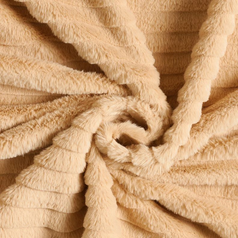 Faux fur wide horizontal stripes – beige, image number 3