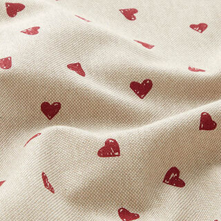 Decor Fabric Half Panama little hearts – carmine/natural, 