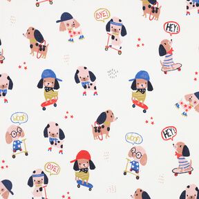 Cotton Jersey skating dog Digital Print | Poppy Fabrics – ivory/rose gold, 