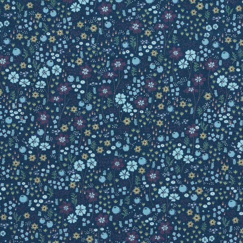 Cotton Jersey Forest flower meadow Digital Print – midnight blue,  image number 1