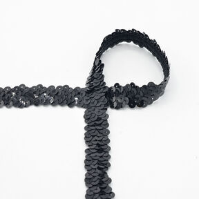 Elastic sequin trim [20 mm] – black, 