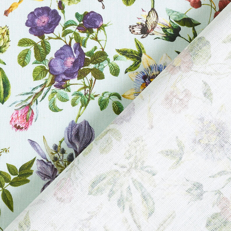 Cotton poplin fabric, floral splendour – light blue,  image number 4