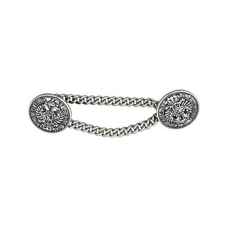 Metal Button Set with Chain - silver metallic, 