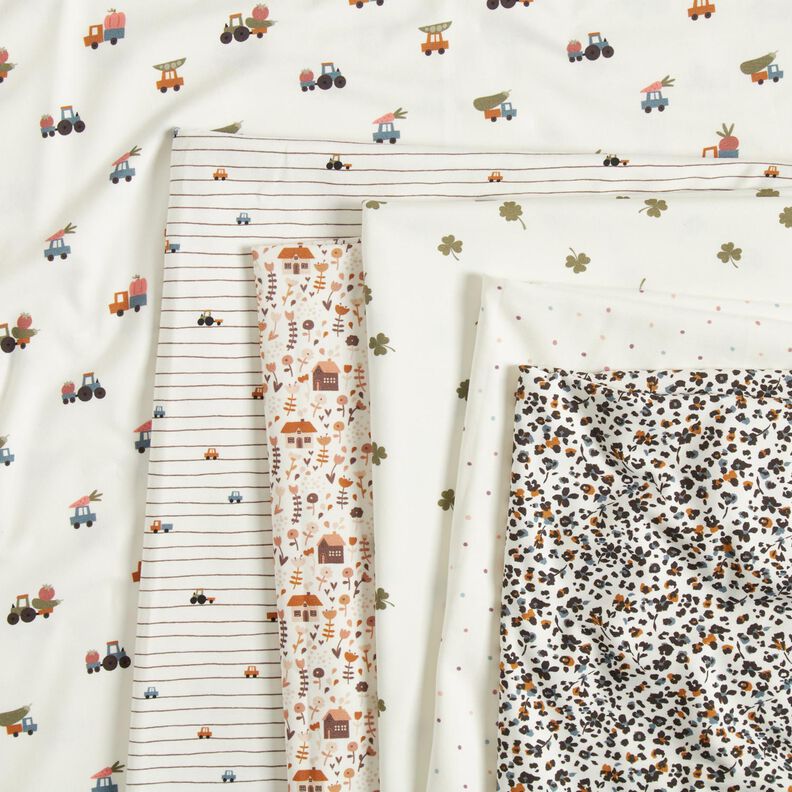 Cotton Jersey Clover Leaves – offwhite,  image number 5