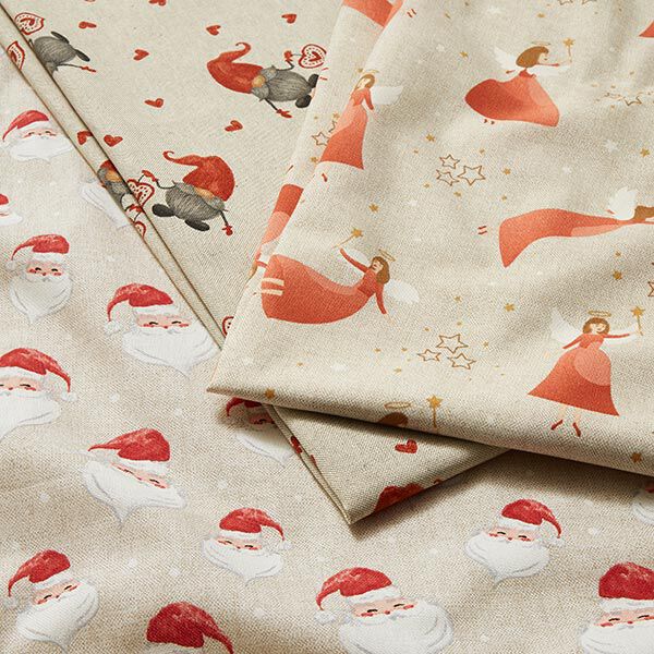 Decor Fabric Half Panama happy Santa – natural/red,  image number 5