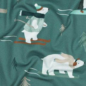 French Terry Winter sports animals Digital Print | Poppy Fabrics – light petrol/ice blue, 