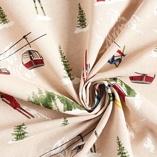 Half Panama Decor Fabric Skiing Landscape – natural, image number 3