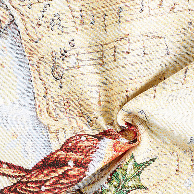 Decor Tapestry Fabric Robin with Sheet Music – white, image number 3