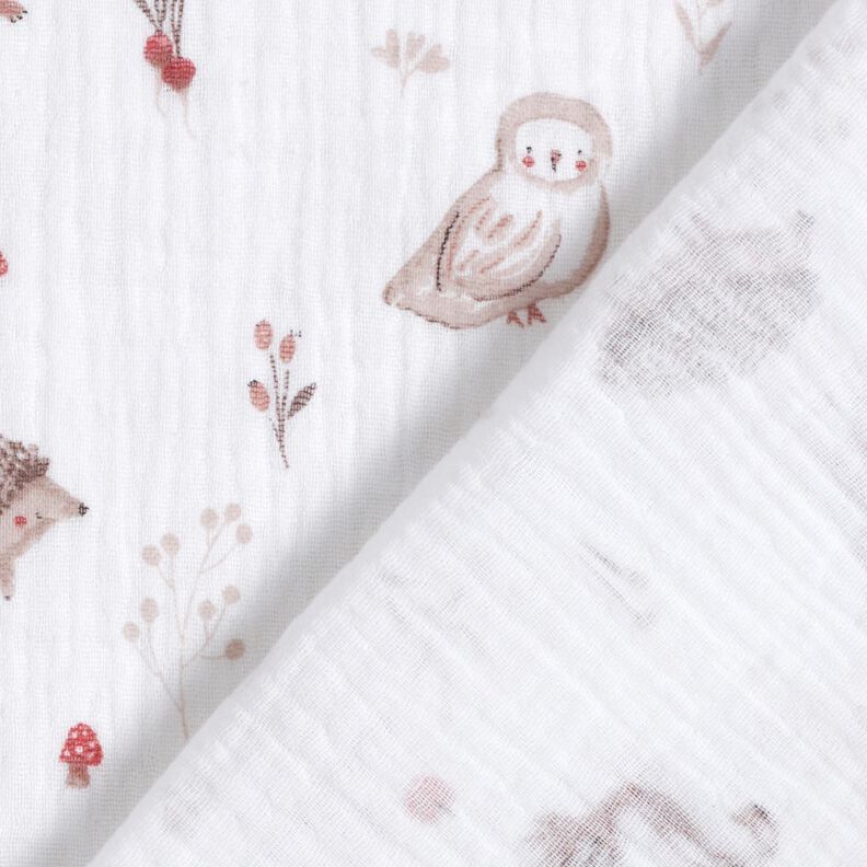 Double Gauze/Muslin Animals in a forest glade – white, image number 4