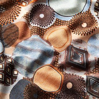 Retro circles viscose jersey – peach orange, 
