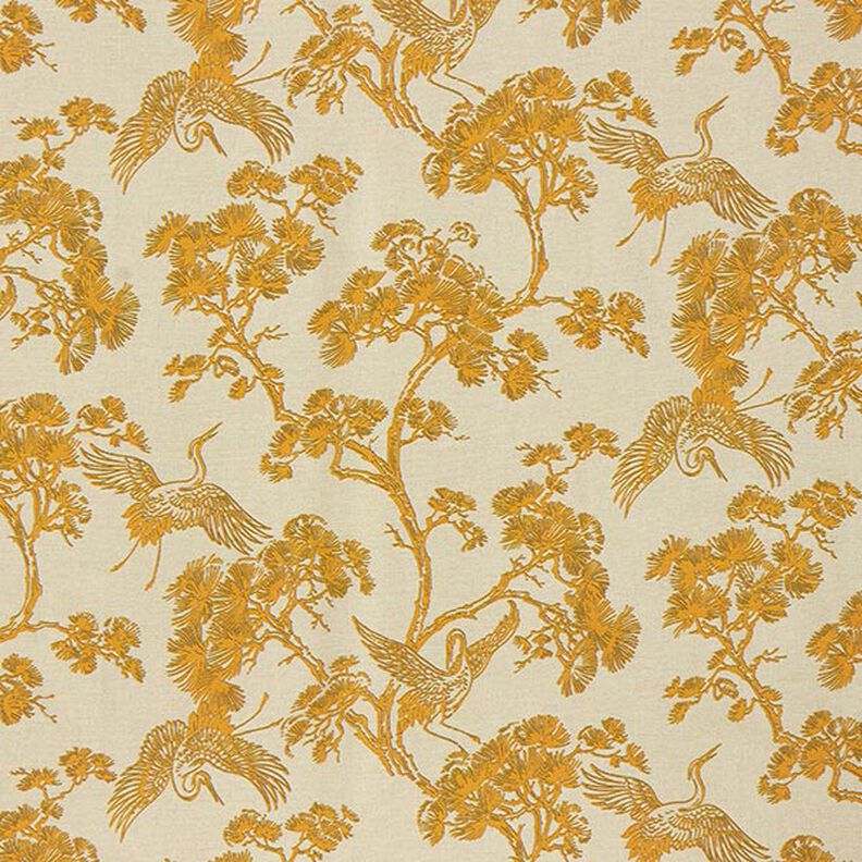 Decor Fabric Canvas Chinese Crane – beige/curry yellow,  image number 1