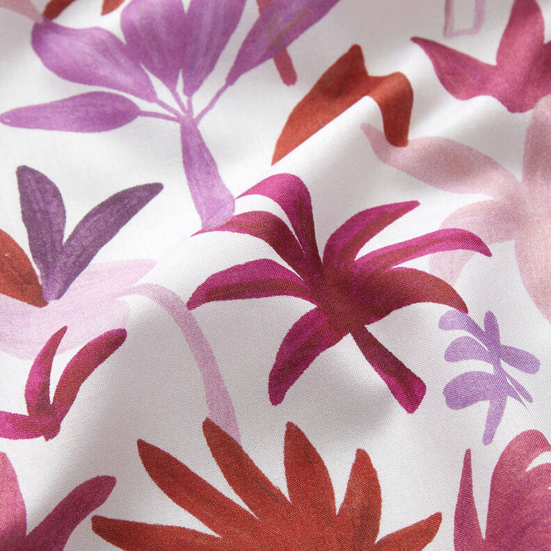 Palm trees cotton voile | Nerida Hansen – white/grape,  image number 2