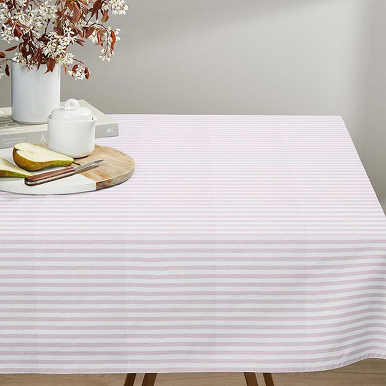 Decor Fabric Half Panama Vertical stripes – rosé/white,  image number 8