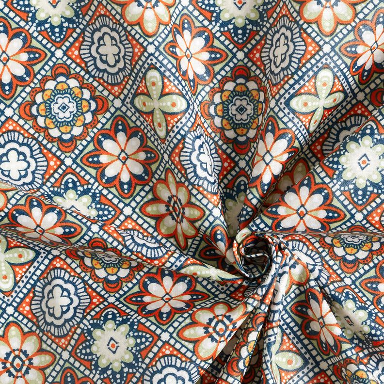 Coated Cotton artistic tiles – terracotta/sage,  image number 4