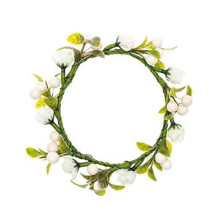 Decorative Floral Wreath with Berries [Ø 9 cm/ 14 cm] – white/green, 