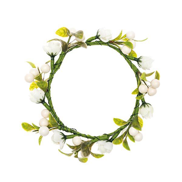 Decorative Floral Wreath with Berries [Ø 9 cm/ 14 cm] – white/green,  image number 1