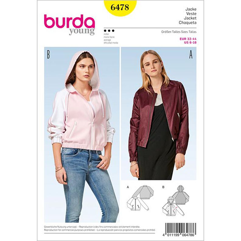 Jacket | Blouson, Burda 6478 | 32 - 44,  image number 1