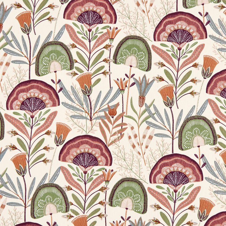 Decor Fabric Cotton Twill floral – offwhite/pine,  image number 1