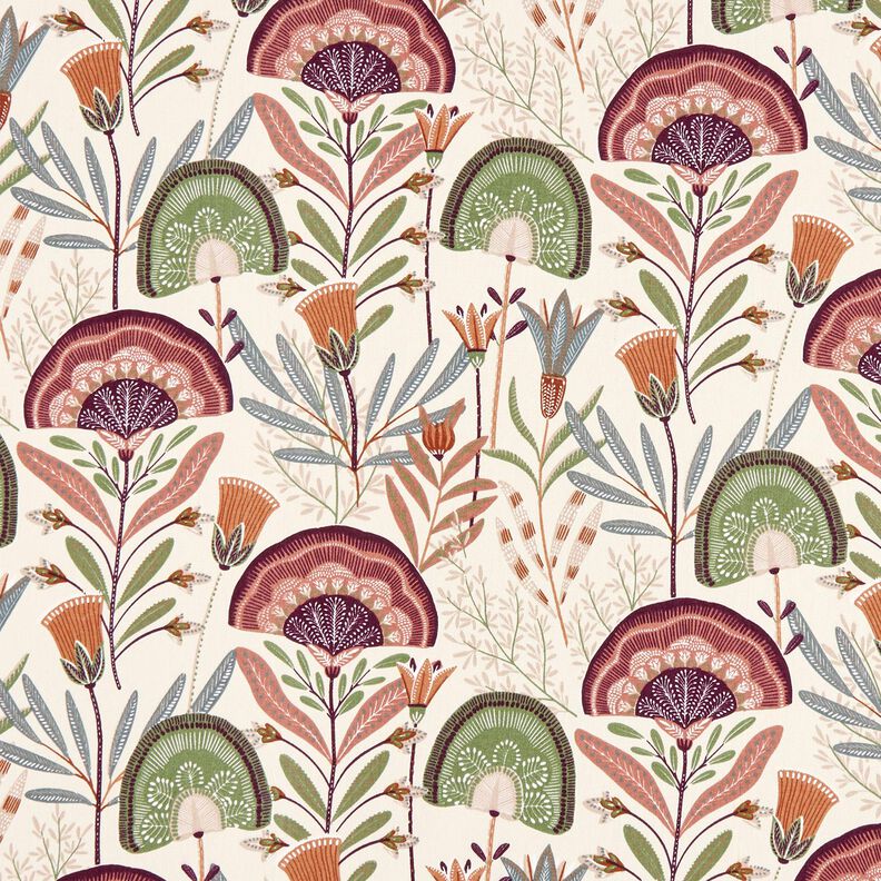 Decor Fabric Cotton Twill floral – offwhite/pine, image number 1