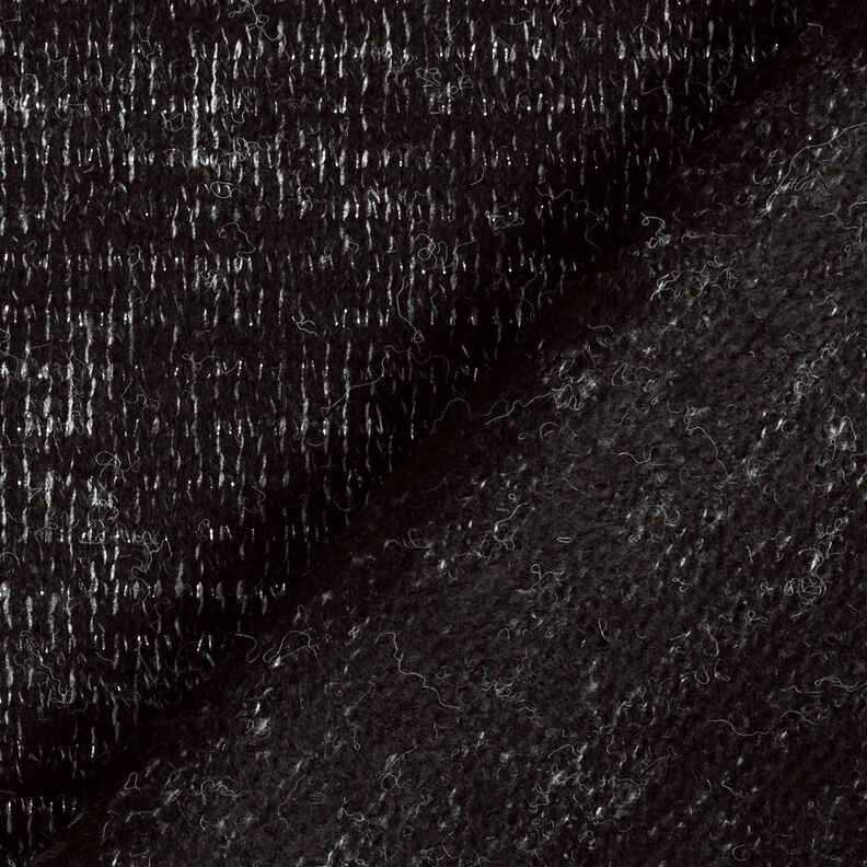 Knitted fabric wool blend glitter melange – black/metallic silver,  image number 5