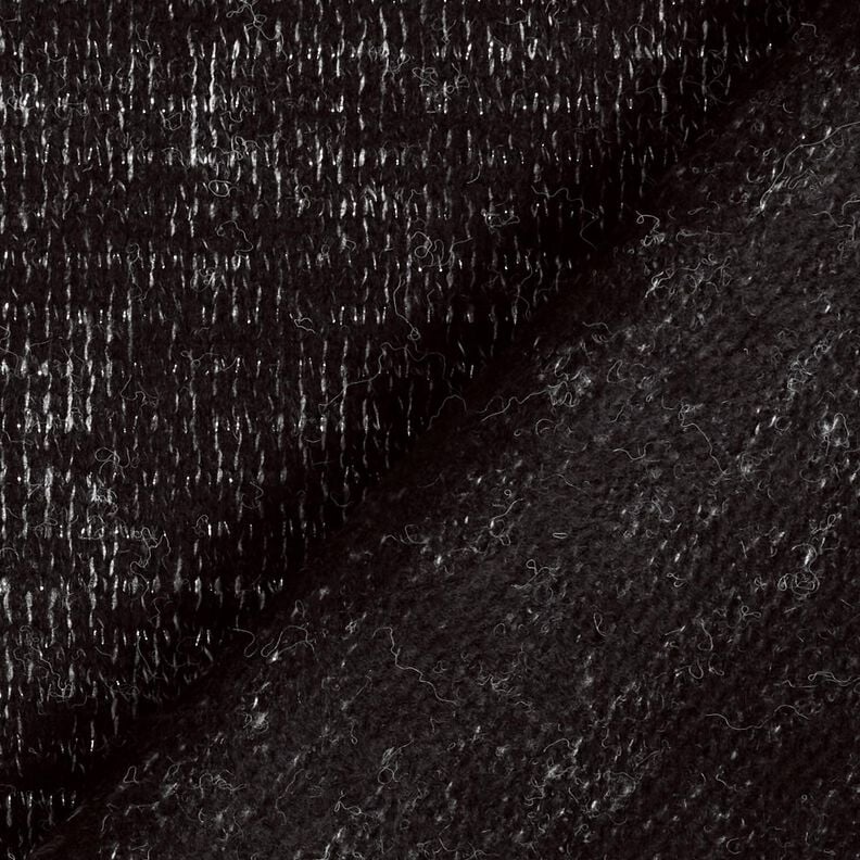Knitted fabric wool blend glitter melange – black/metallic silver, image number 5